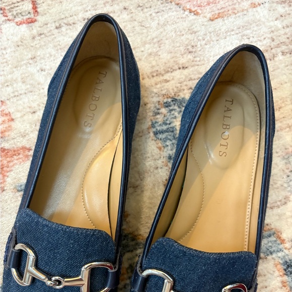 Talbots Stella Bit Loafers Blue Denim Leather Chic Square Toe Womens 8 - Picture 3 of 11